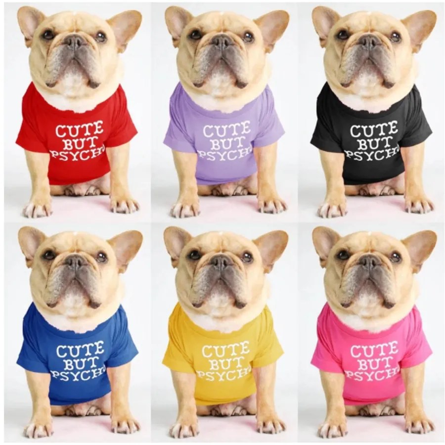 Bavlnený oblek pre psa "Cute but psycho", červený - veľkosť L