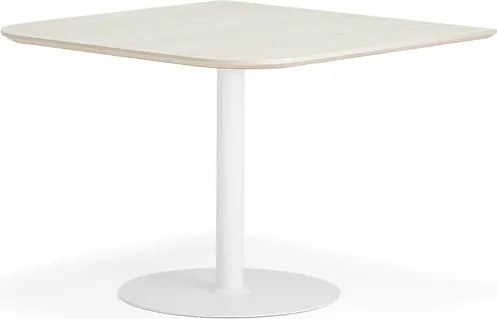 Stôl METRIC, zaoblené rohy, 1000x1000x720 mm, biela/jaseň