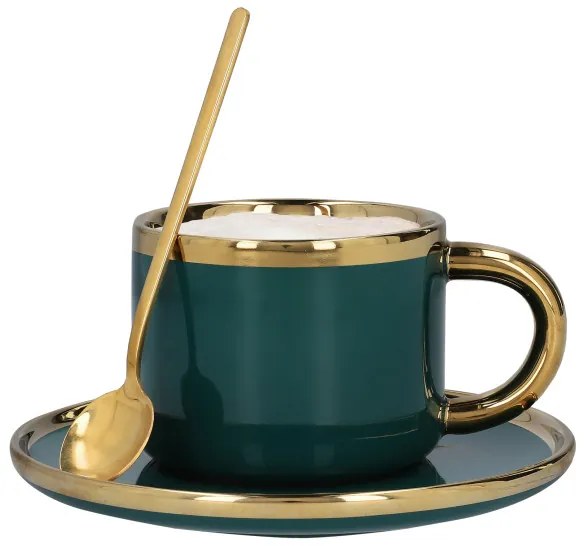 Šálka SINNES s podšálkou, smaragdová ALL 978054