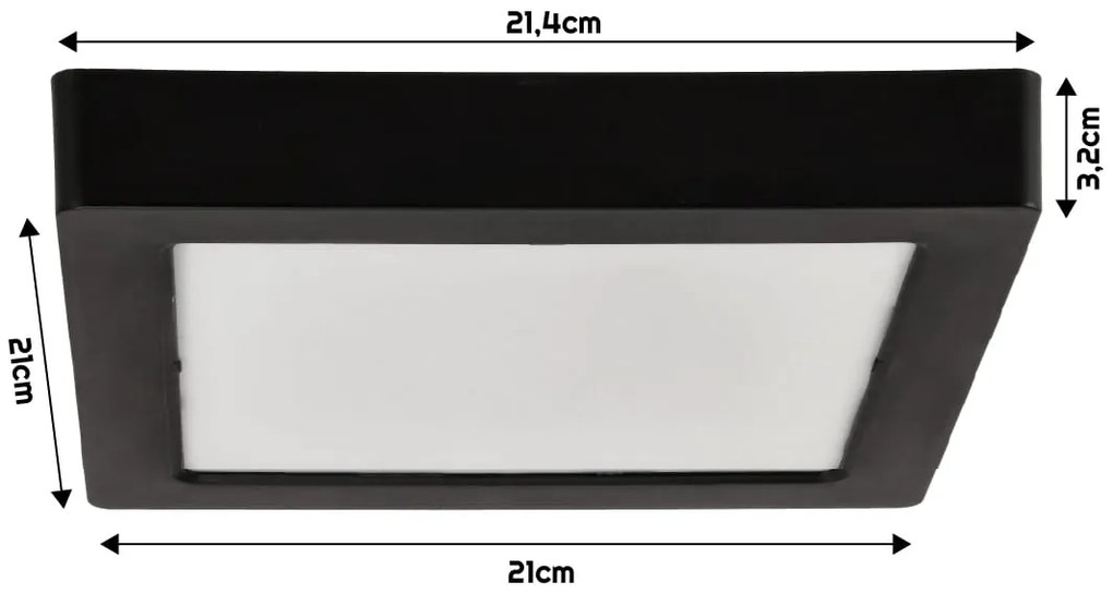 BERGE Štvorcový LED panel prisadený - čierny - 18W - PC - neutrálna biela