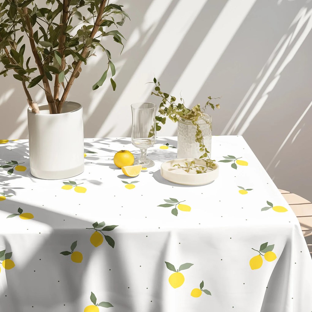 Goldea hranatý obrus 100% bavlnené plátno - citróny 140 x 220 cm