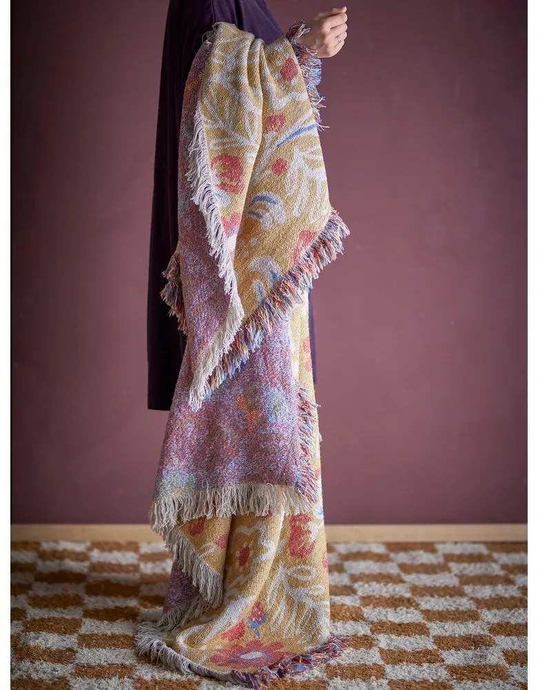 Žltá deka z recyklovanej bavlny 130x160 cm Reims – Bloomingville