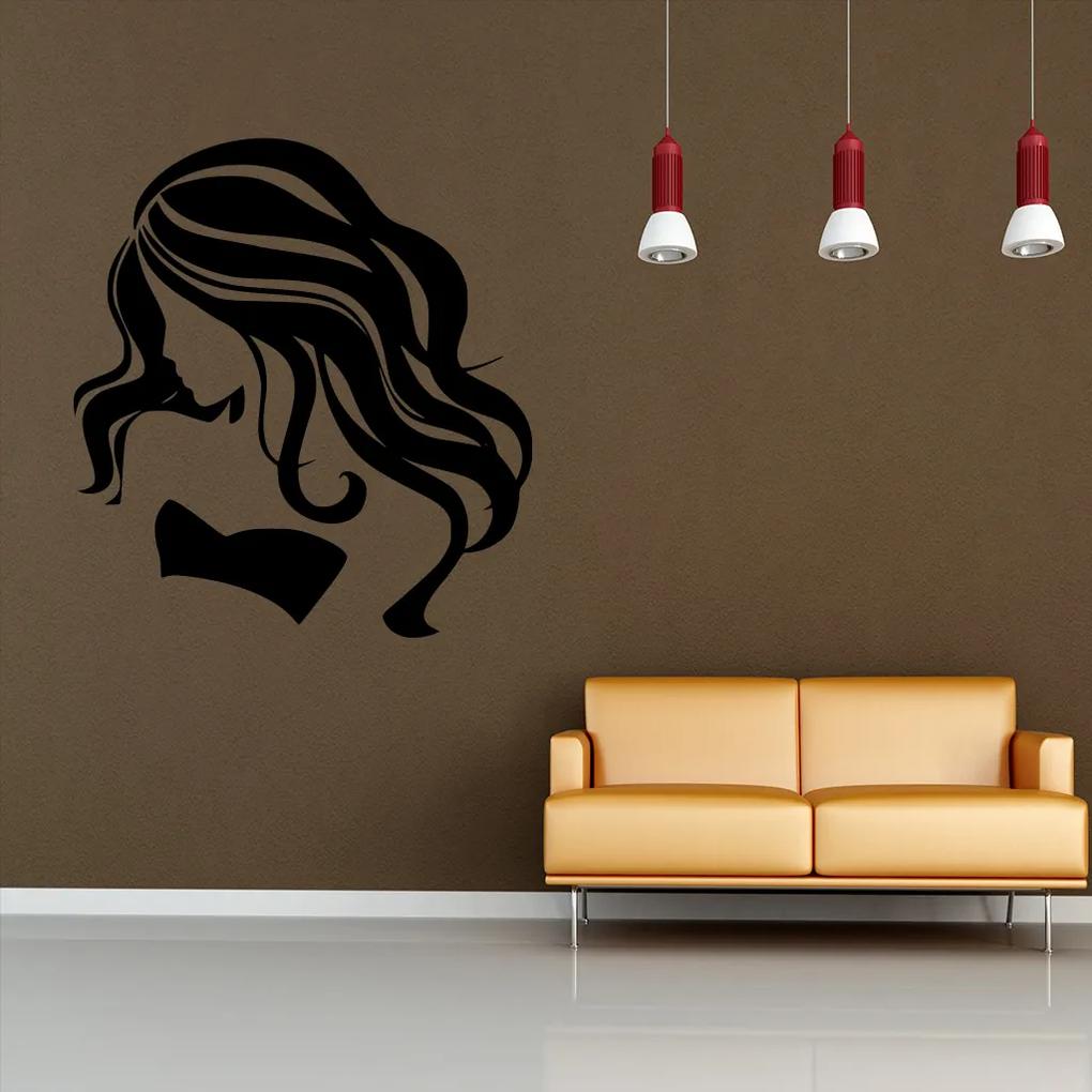 Veselá Stena Samolepka na stenu na stenu Dievča z profilu Farba: čierna