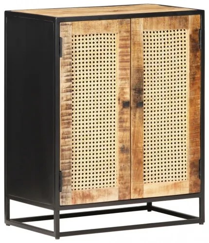 vidaXL Komoda 60x35x75 cm surové mangovníkové drevo a trstina-