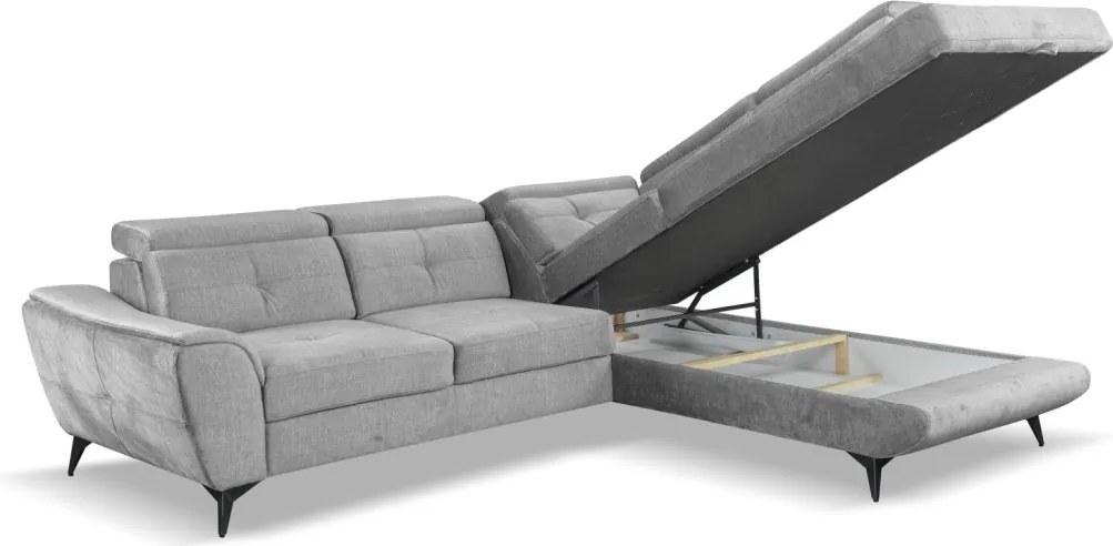 Rohová sedacia súprava Sergio, svetlo šedá látka, pravý roh