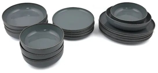 16-dielna jedálenská súprava, sivá/porcelán