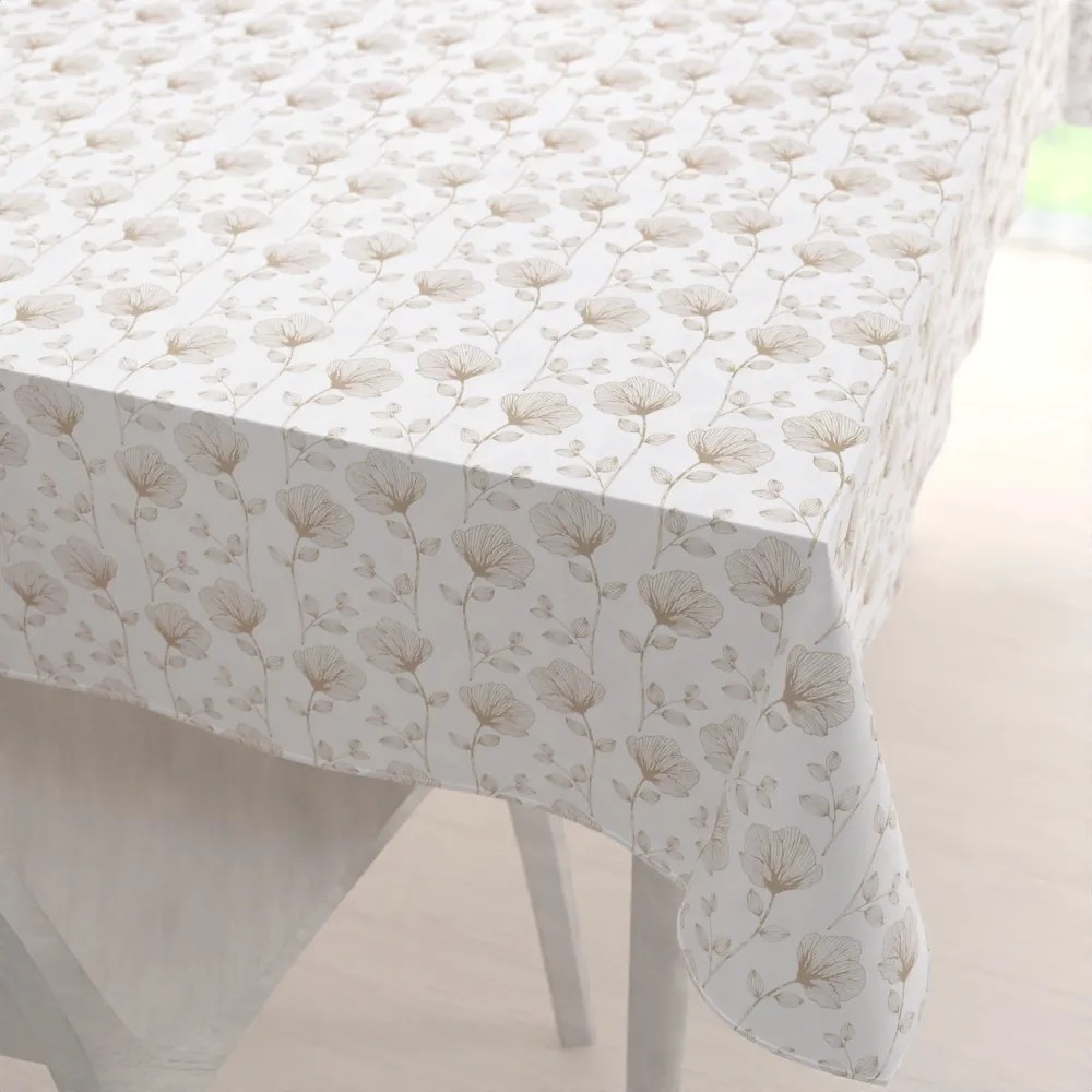 Biante Bavlnený obdĺžnikový obrus Sandra SA-252 Béžové poľné kvety 60x100 cm