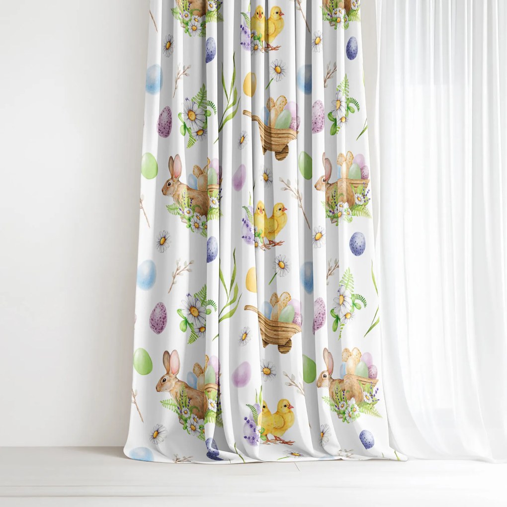 Goldea veľkonočný dekoračný záves - symboly veľkej noci 140x150 cm