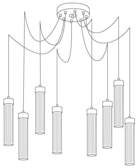 Kolarz 6009.30850 - Luster na lanku RAGGIO 8xE14/25W/230V pavúk striebro