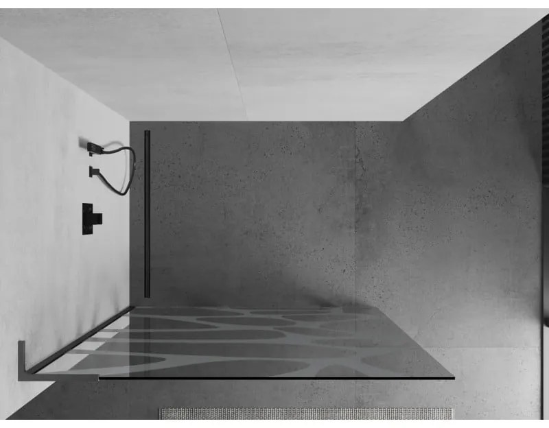 Mexen Kioto L, sprchová zástena Walk-In 110 x 200 cm, 8mm číre sklo biely vzor, grafitový profil, 800-110-103-95-97