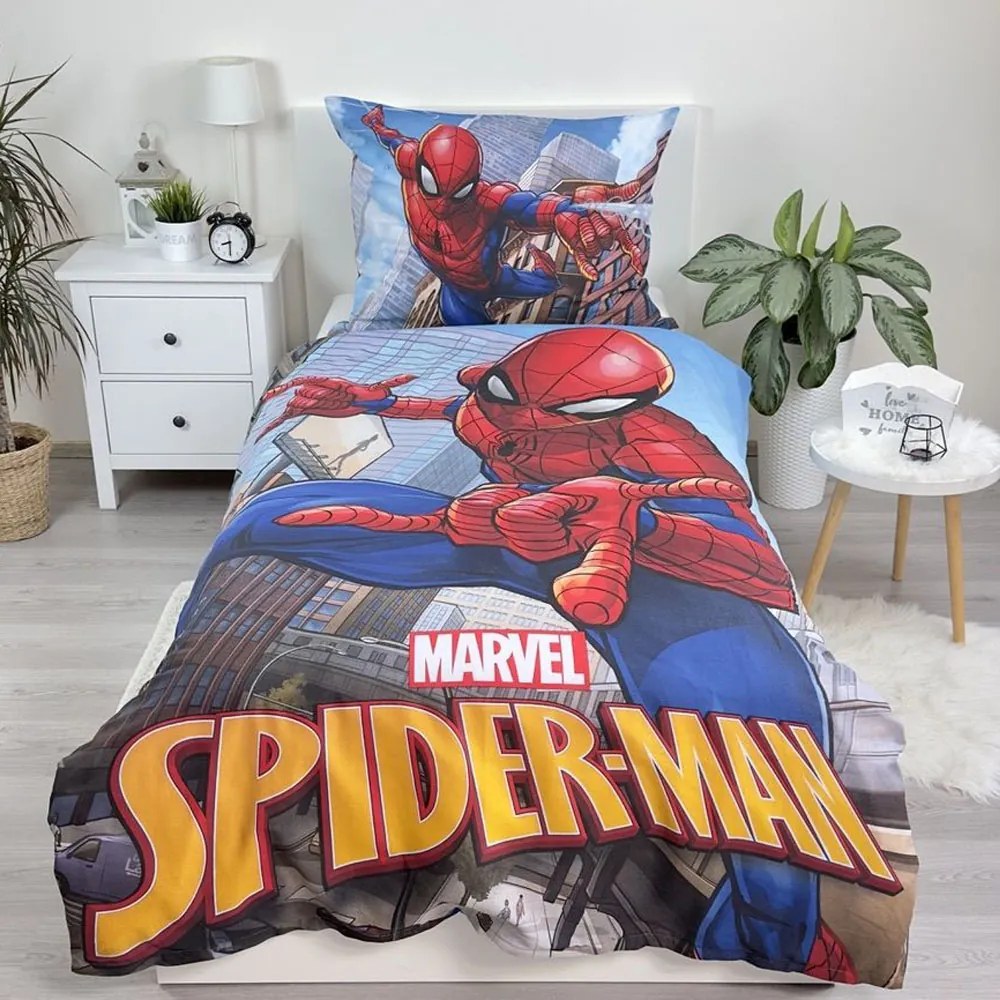 DETSKÉ BAVLNENÉ OBLIEČKY SPIDERMAN 140X200 CM, 1KS 70X90 CM VZOROVANÉ