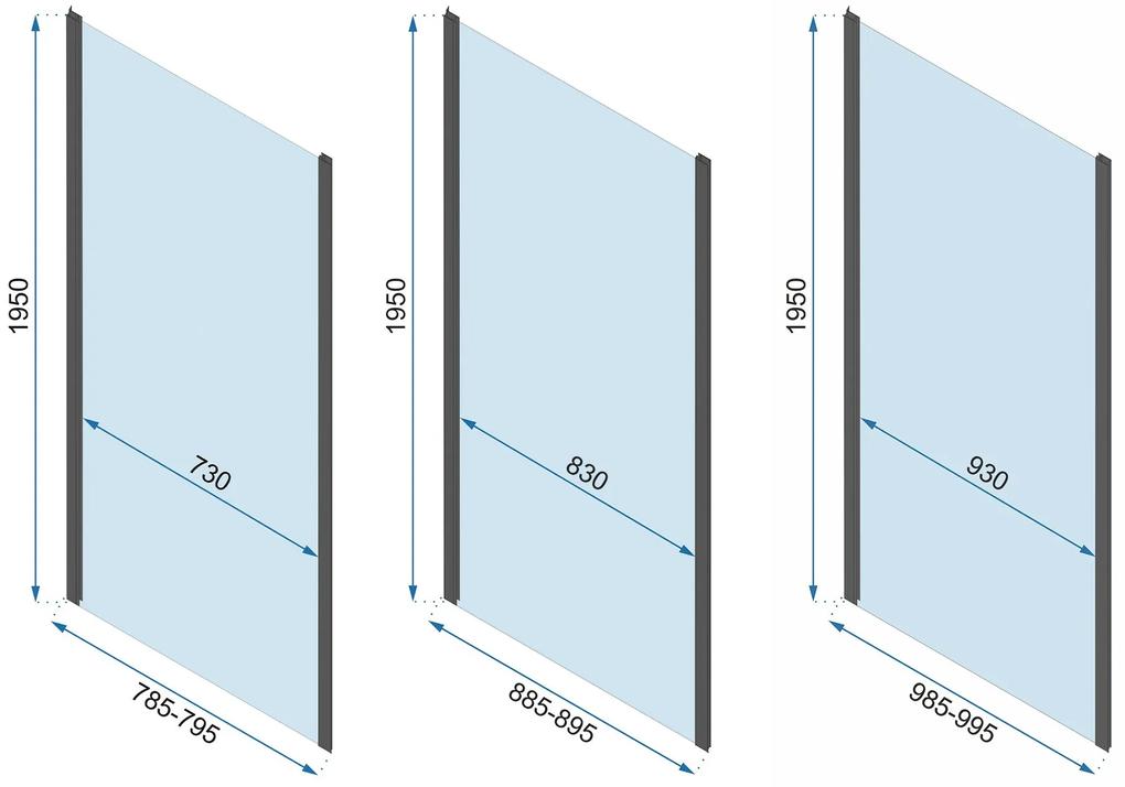 Rea Rapid Fold, 3-stenový sprchovací kút 90 (dvere) x 80 (stena) x 80 (stena) x 195 cm, 6/4mm číre sklo, zlatý lesklý profil, KPL-09403