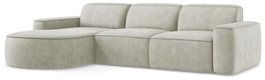 Krémová ženilková rohová pohovka (ľavý roh/s leňoškou) Omao – Makamii