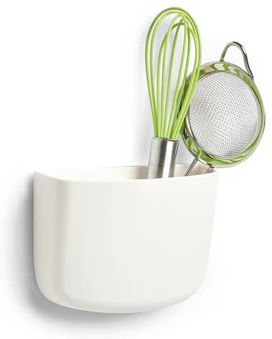 Zeller Present Kuchynský ORGANIZÉR samolepiaci, biely, plastový HOLDER, 13x5x9 cm