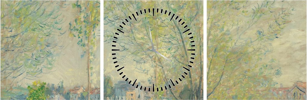Obraz - Claude Monet, The Willows, reprodukcia (s hodinami) (90x30 cm)
