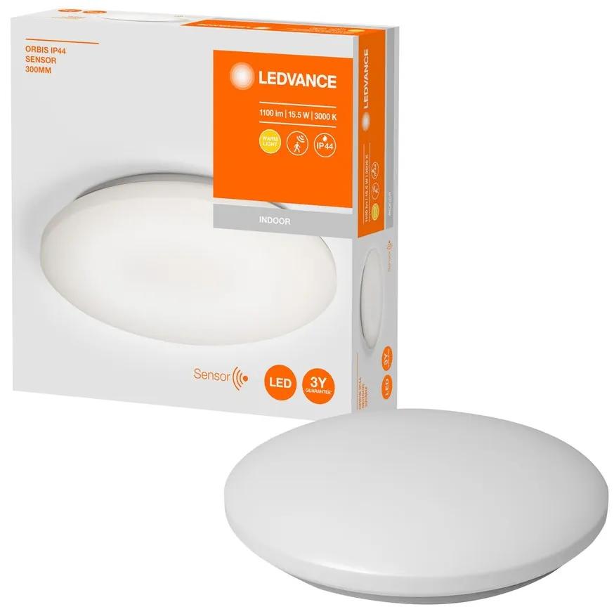 LEDVANCE Sapho, ORBIS kúpeľňové stropné svietidlo, priemer 300mm, sensor, 1400lm, 17W, IP44