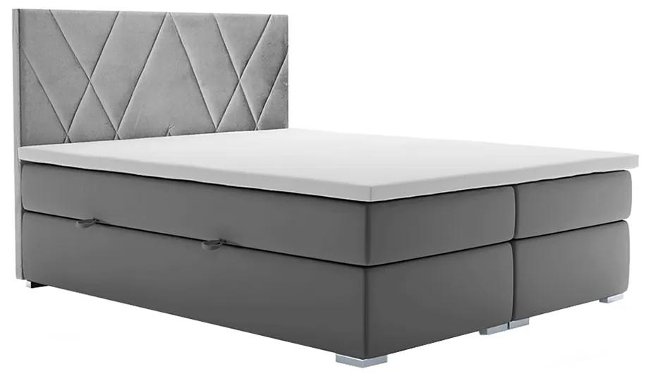 Čalúnená manželská posteľ s matracom Ora 160x200 cm - sivá