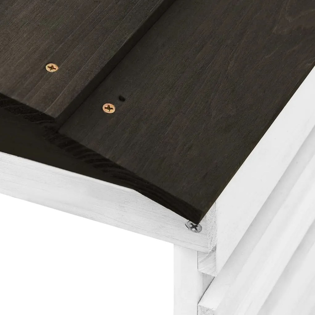 Garáž na robotickú kosačku čierno-biela 78x74x54 cm jedľové drevo