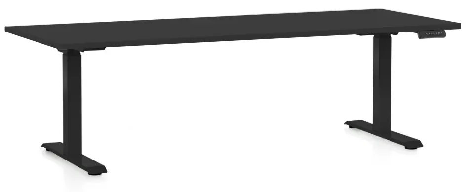 Výškovo nastaviteľný stôl OfficeTech C, 200 x 80 cm, čierna podnož, čierna