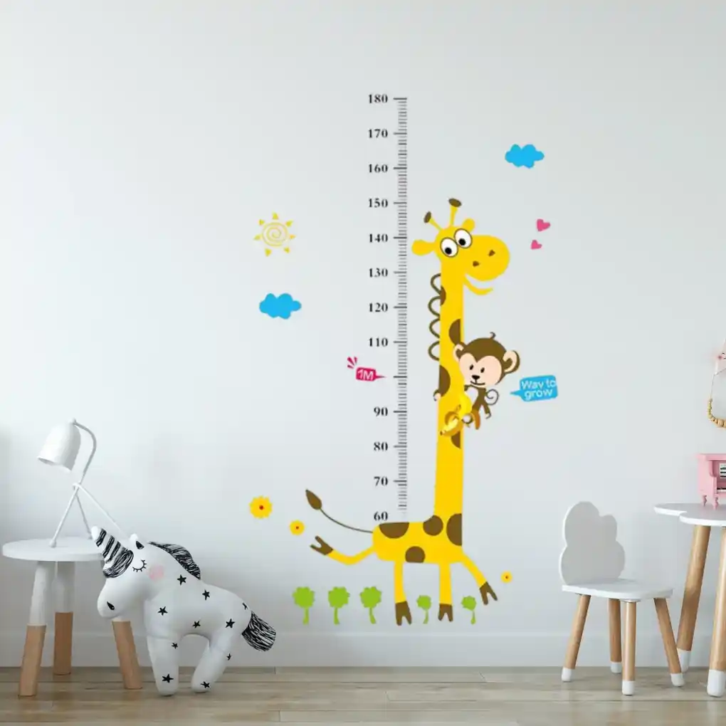 PIPPER | Samolepka na stenu "Detský meter - Žirafa" 100x180 cm | BIANO