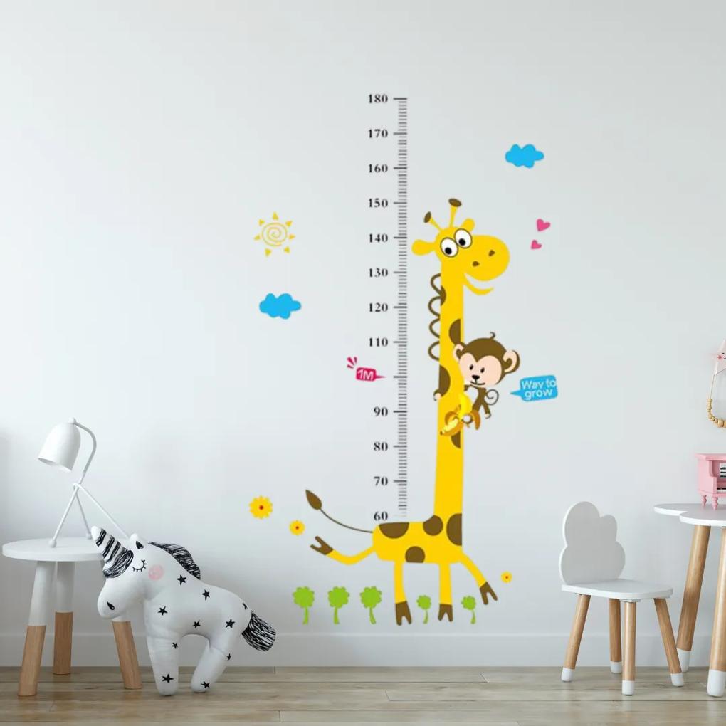 Samolepka na stenu "Detský meter - Žirafa" 100x180 cm