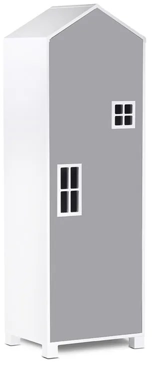 Detská skriňa domček 152 cm - šedá