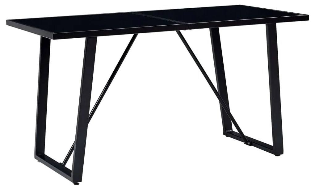 vidaXL Jedálenský stôl, čierny 160x80x75 cm, tvrdené sklo