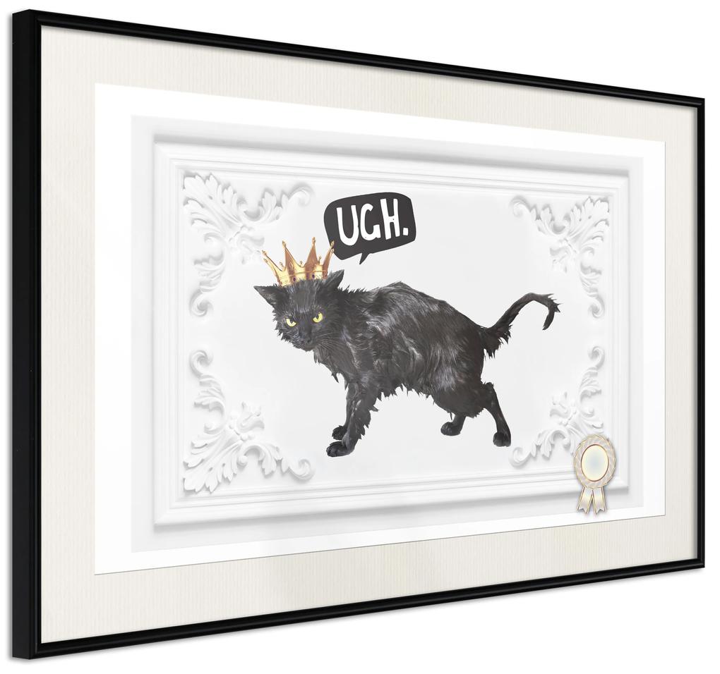 Artgeist Plagát - Cat in Crown [Poster] Veľkosť: 60x40, Verzia: Čierny rám s passe-partout