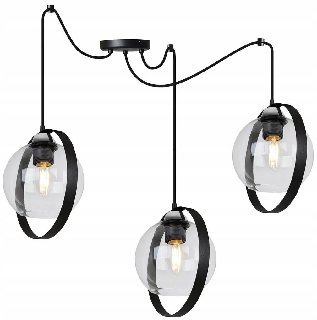 Závesné svietidlo Haga Ring Spider, 3x transparentné sklenené tienidlo (výber z 3 farieb uchytenia)