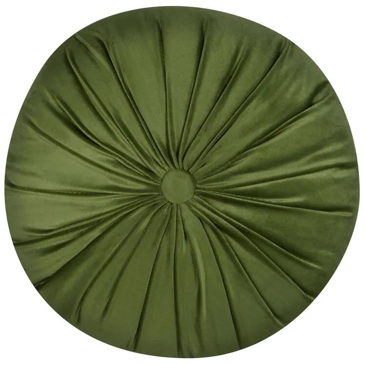 Zamatový vankúš so záhybmi ⌀ 38 cm zelený BODAI Beliani