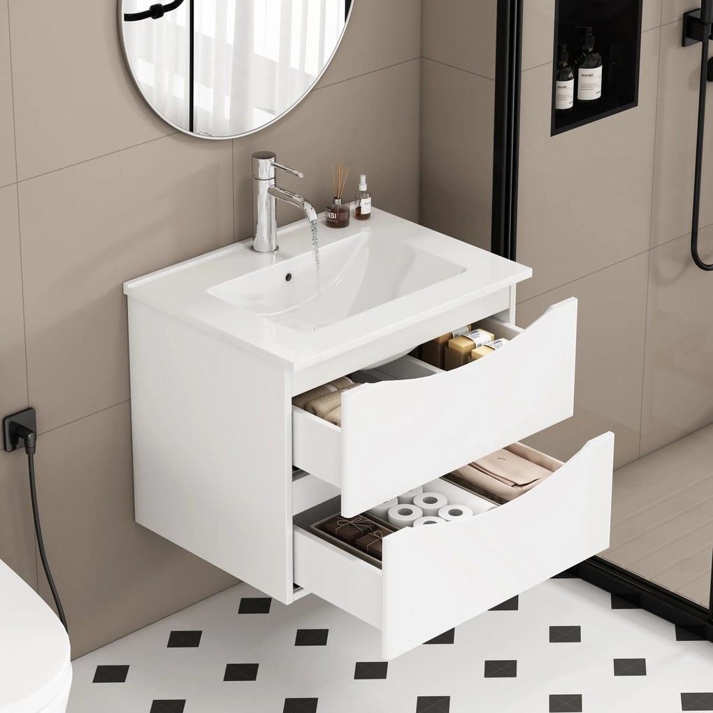 Závesná skrinka pod umývadlo Houseland Bravio 60 cm biela