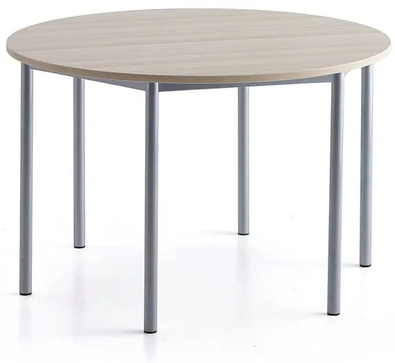 Stôl SONITUS PLUS, Ø1200x760 mm, HPL - jaseň, strieborná