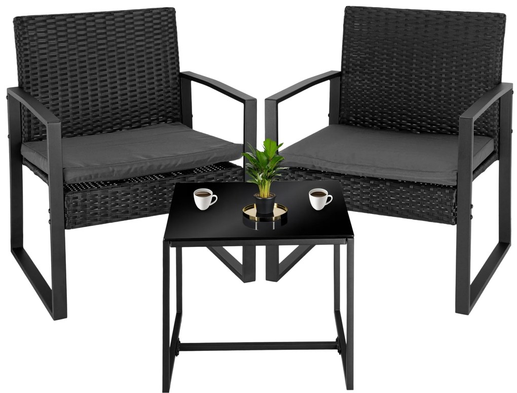 Záhradná zostava Coffi čierna/šedá