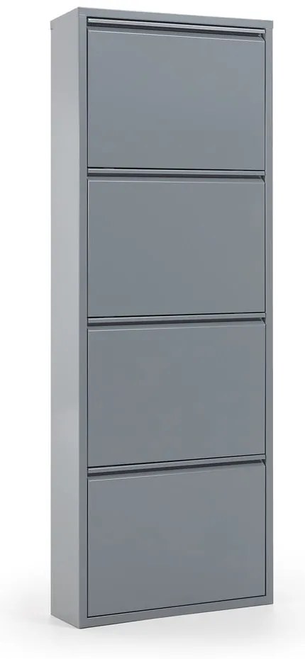 Sivá kovová skrinka na topánky s 4 výklopnými zásuvkami Kave Home Rox