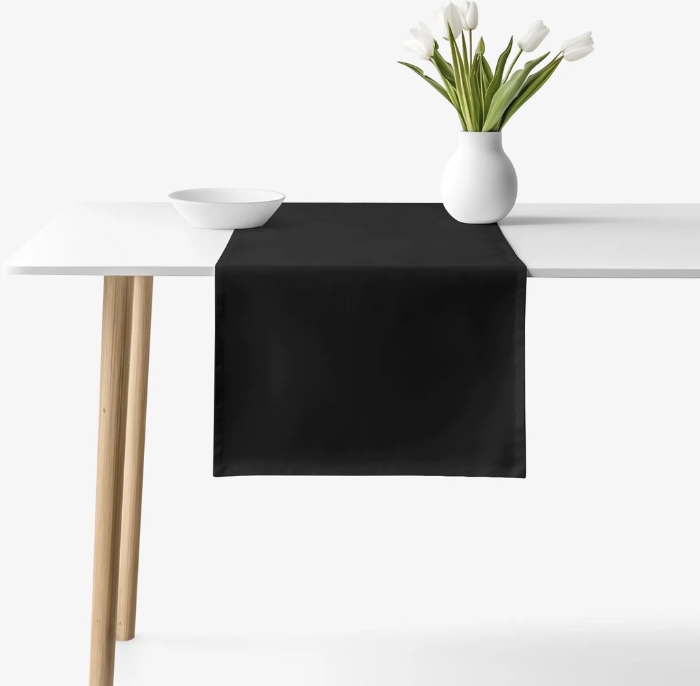 Goldea behúň na stôl 100% bavlnené plátno - čierny 50x160 cm