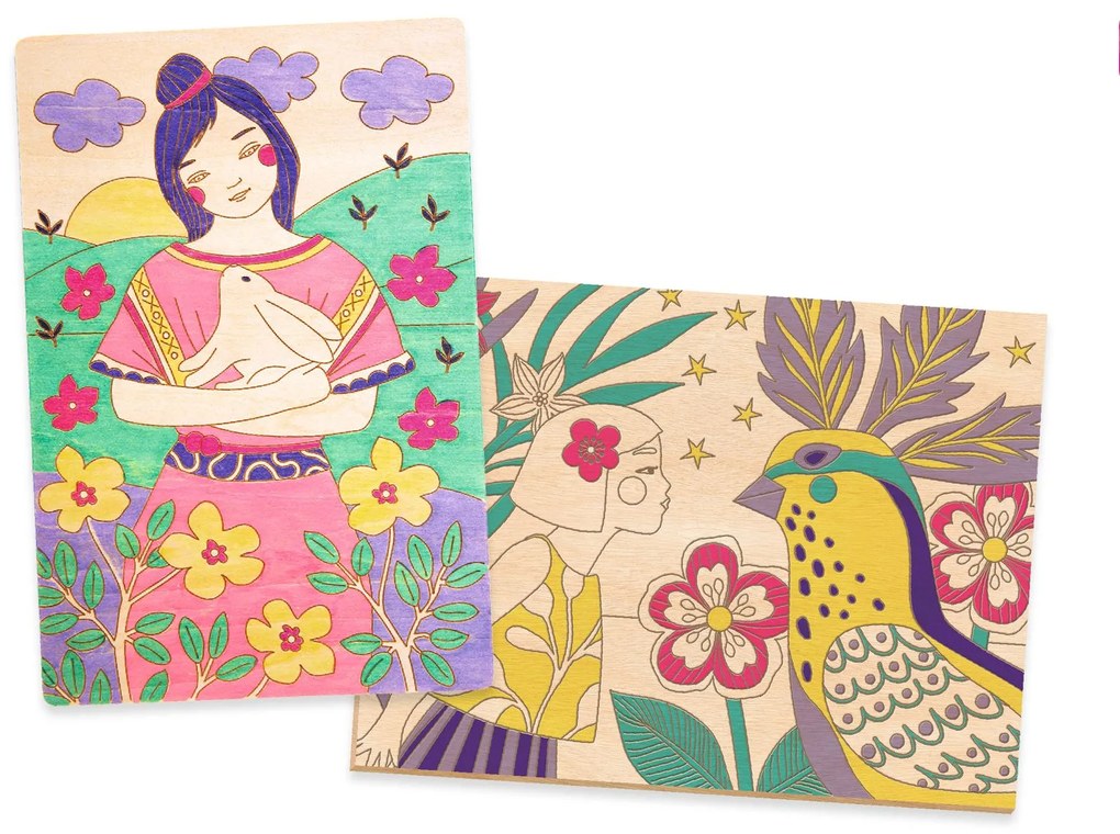 Výtvarná hra - kreslenie na drevo - Sladké dievčatá