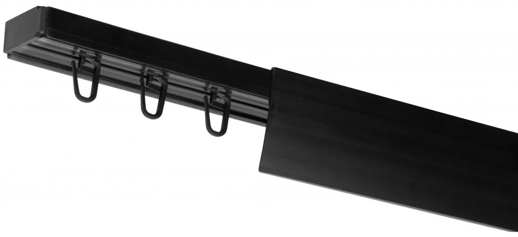 Dekodum PVC stropná lišta s krytom jednoduchá čierna Dĺžka koľajnice (cm): 120, Typ prichytenia: Háčiky