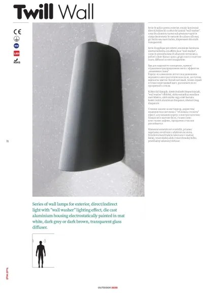 Redo 9536 - LED Vonkajšie nástenné svietidlo TWILL 1xLED/11W/230V IP65