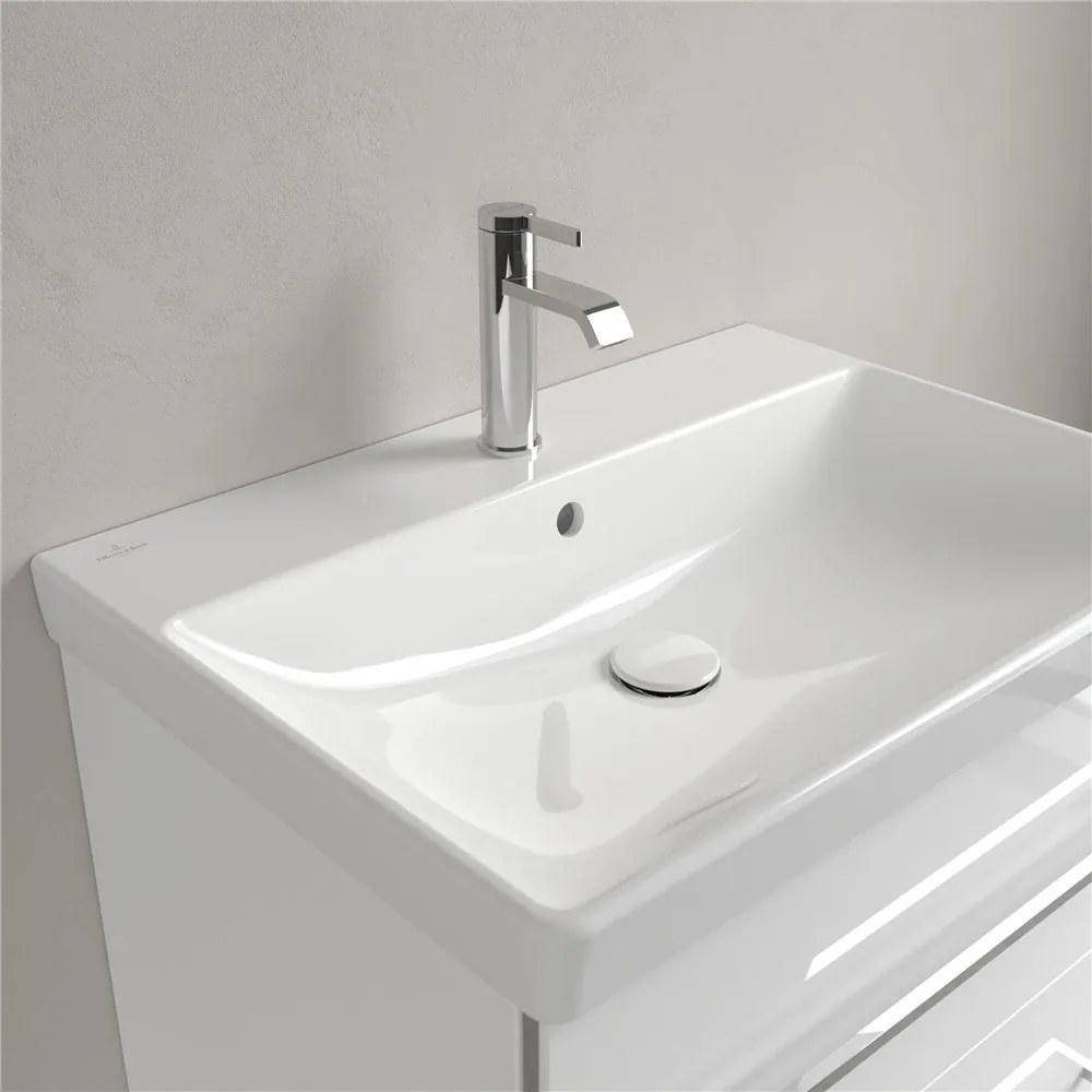VILLEROY & BOCH Avento závesné umývadlo s otvorom, s prepadom, 650 x 470 mm, biela alpská, s povrchom CeramicPlus, 415865R1
