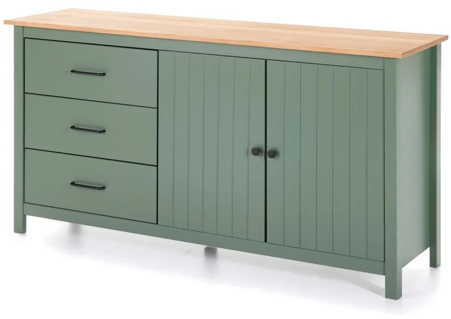 Zelená/v prírodnej farbe nízka komoda z borovicového dreva 150x80 cm Miranda – Marckeric