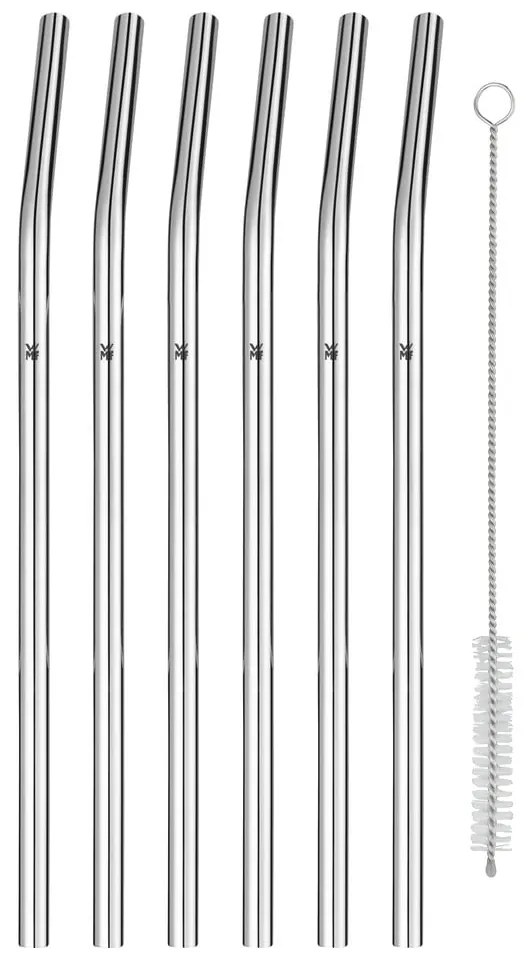Set 6 antikoro slamiek s čistiacou kefkou WMF Profi, dĺžka 24 cm