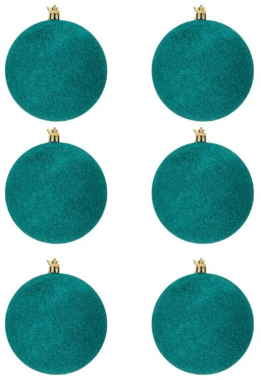 DECOLED Plastová guľa, 10 cm, pávia zelená, 6x trblietka