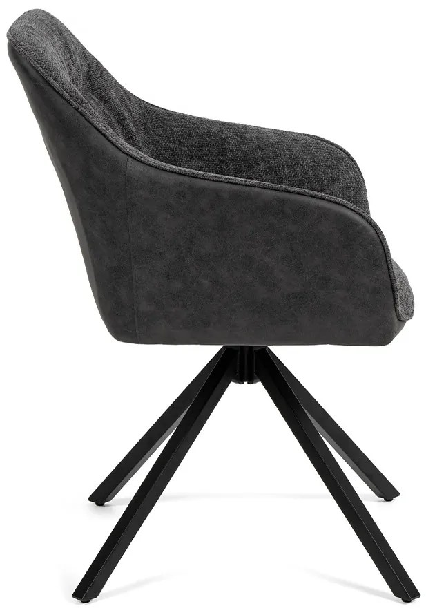 Noela Otočná jedálenská stolička látková LOREN tmavo šedá