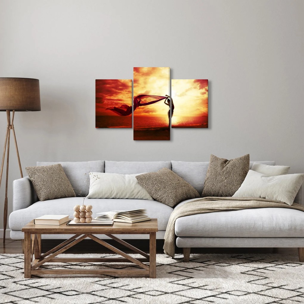 Obraz - Silueta ženy v západu slnka (90x60 cm)