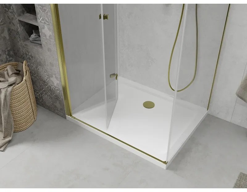 Mexen Lima sprchovací kút 90 x 100 cm, číre sklo-zlatý profil + sprchová vanička, 856-090-100-50-00-4010