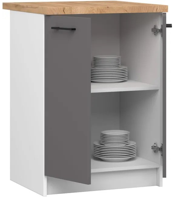 Spodná kuchynská skrinka s doskou OLIWIA S60 biela / grafitová / sivá