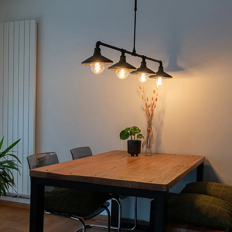 Priemyselné závesné svietidlo čierne - 4 Laser