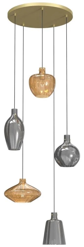 Wofi 5005-501 - Luster na lanku ROUEN 5xE14/40W/230V zlatá/šedá