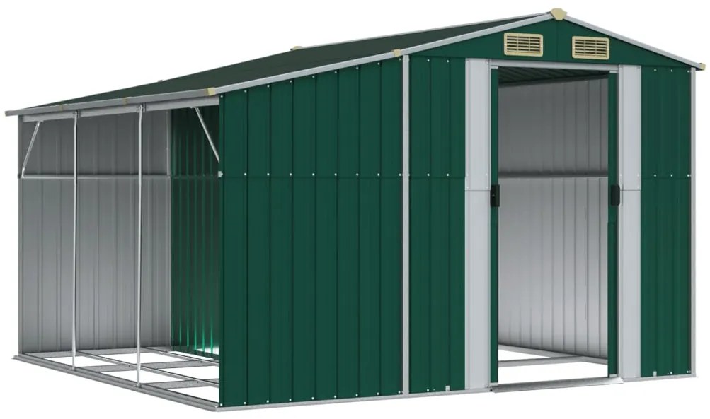 Záhradná kôlňa zelená 277x279x179 cm pozinkovaná oceľ