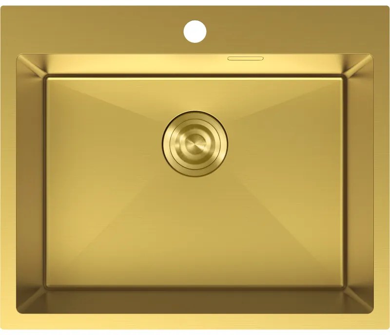 Mexen Solix, 1-komorový nerezový drez 600 x 500 mm, brúsená zlatá, 6408601000-55